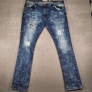 Evolution in Design Y2K Distressed Denim Jeans Ripped‎ Holes Blue Wash Size 42